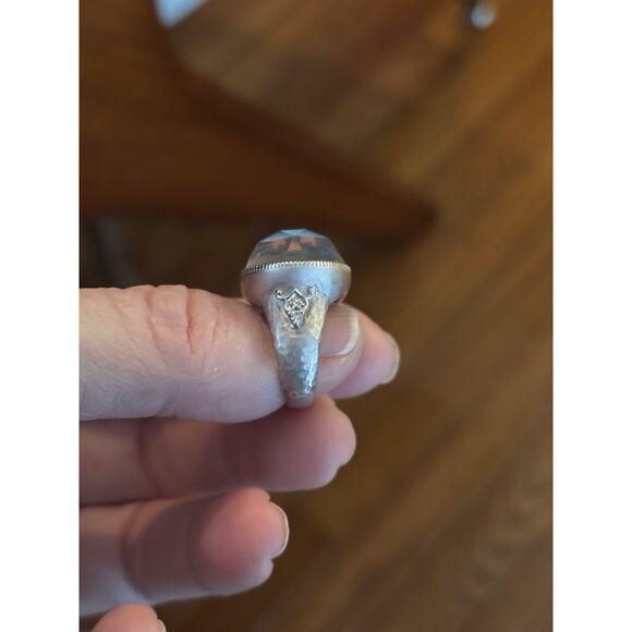 Gabriel & Co SS Oval Rock Crystal & Turquoise Ring Size 5 - Picture 4 of 7